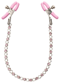 Nipple Play Crystal Chain Nipple Clamps - Pink Luxe Ember Essentials