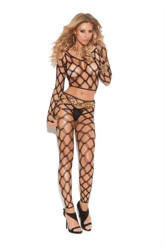 2 Piece Diamond Net Cami Top Set - One Size - Black Luxe Ember Essentials