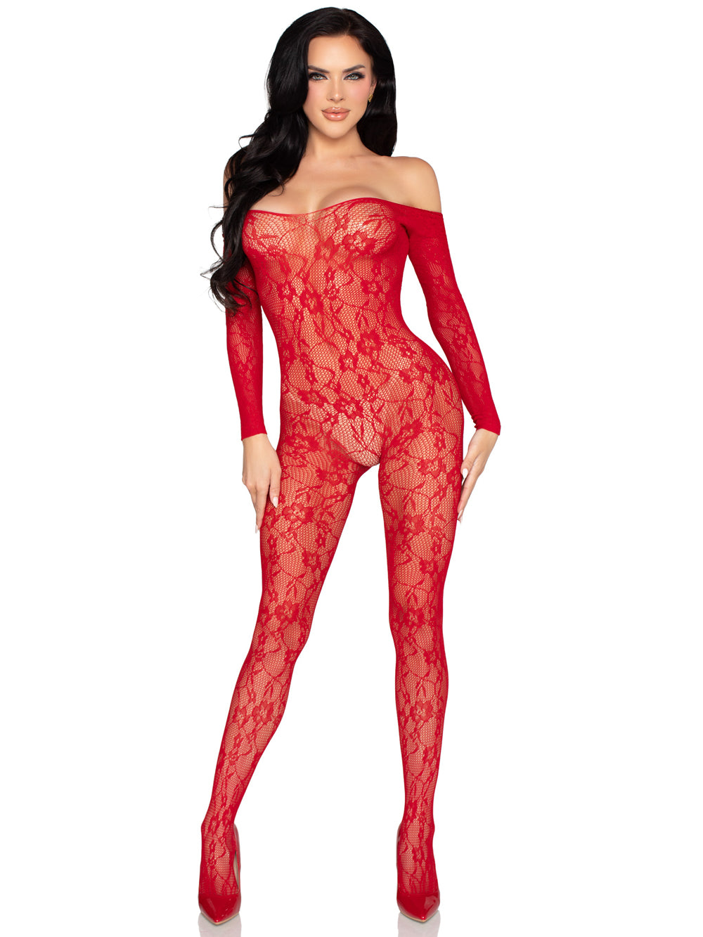 "Lace Lingerie Jumpsuit - Os - Red LA-89366REDOS"