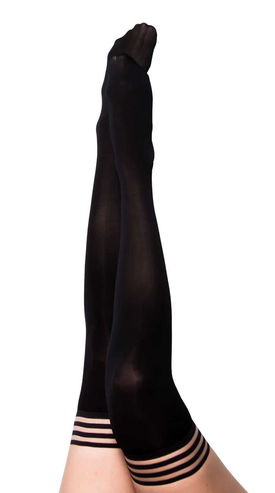 Danielle - Black Opaque Thigh High - Size B - Black Luxe Ember Essentials
