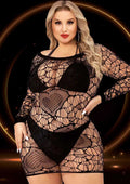 Long Sleeve Mini Dress - Queen Size - Black Luxe Ember Essentials