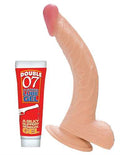 All American Whoppers 8-Inch Curved Dong With Balls and Lube - Flesh Luxe Ember Essentials