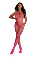 Diamond Net Bodystocking - One Size - Neon Pink Luxe Ember Essentials