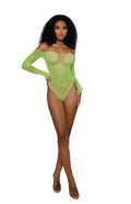 Rhinestone Off Shoulder Bodystocking - Os - Neon Lime Luxe Ember Essentials