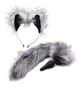 Grey Wolf Tail Anal Plug and Ears Set Luxe Ember Essentials
