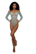 Rhinestone Off Shoulder Bodystocking - Os - Agate Luxe Ember Essentials