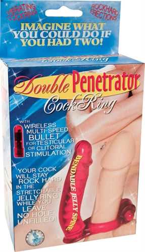 Double Penetrator Cock Ring - Red Luxe Ember Essentials