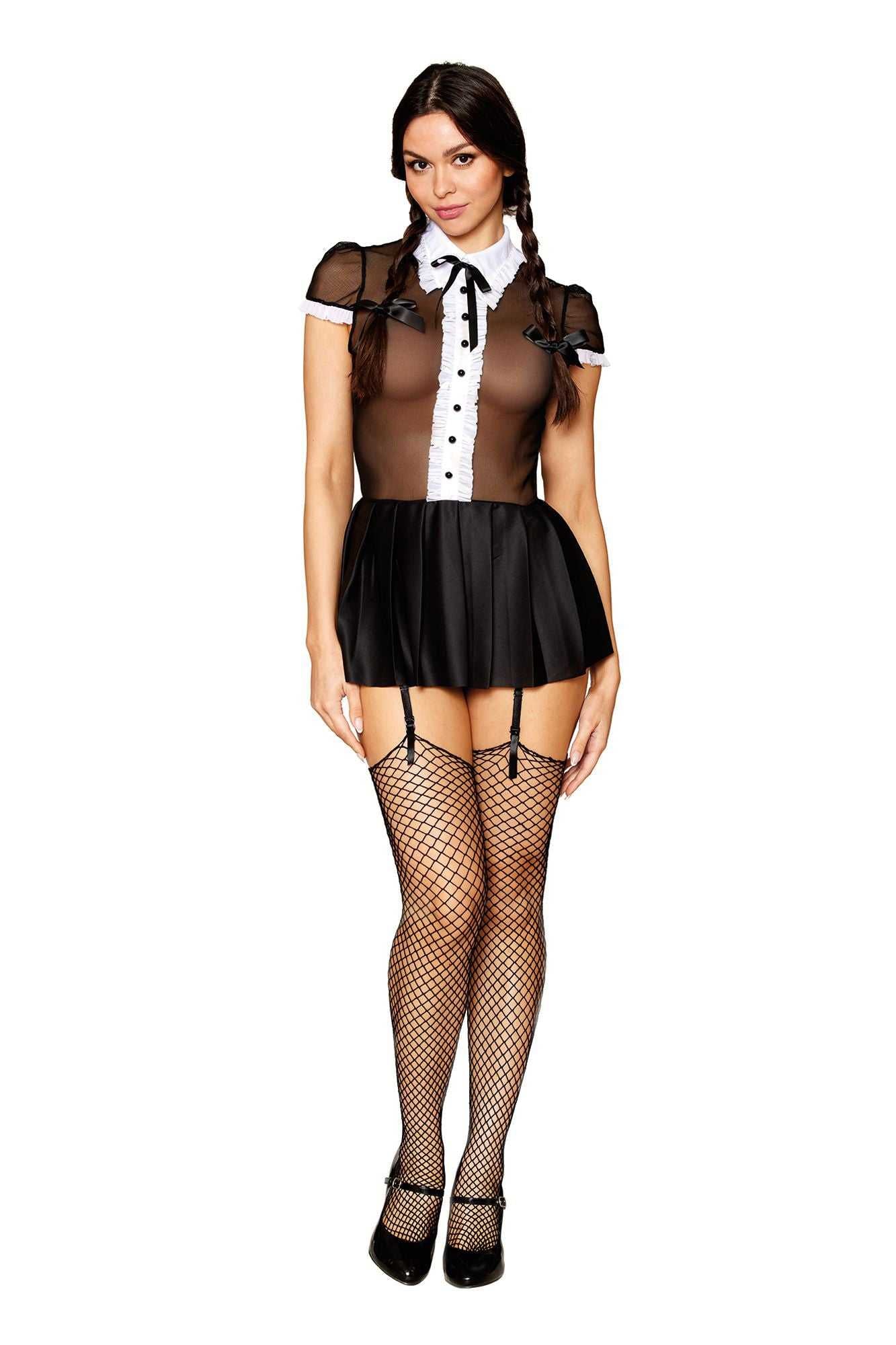 Gothic School Girl - Miss Behavin - One Size - Black Luxe Ember Essentials