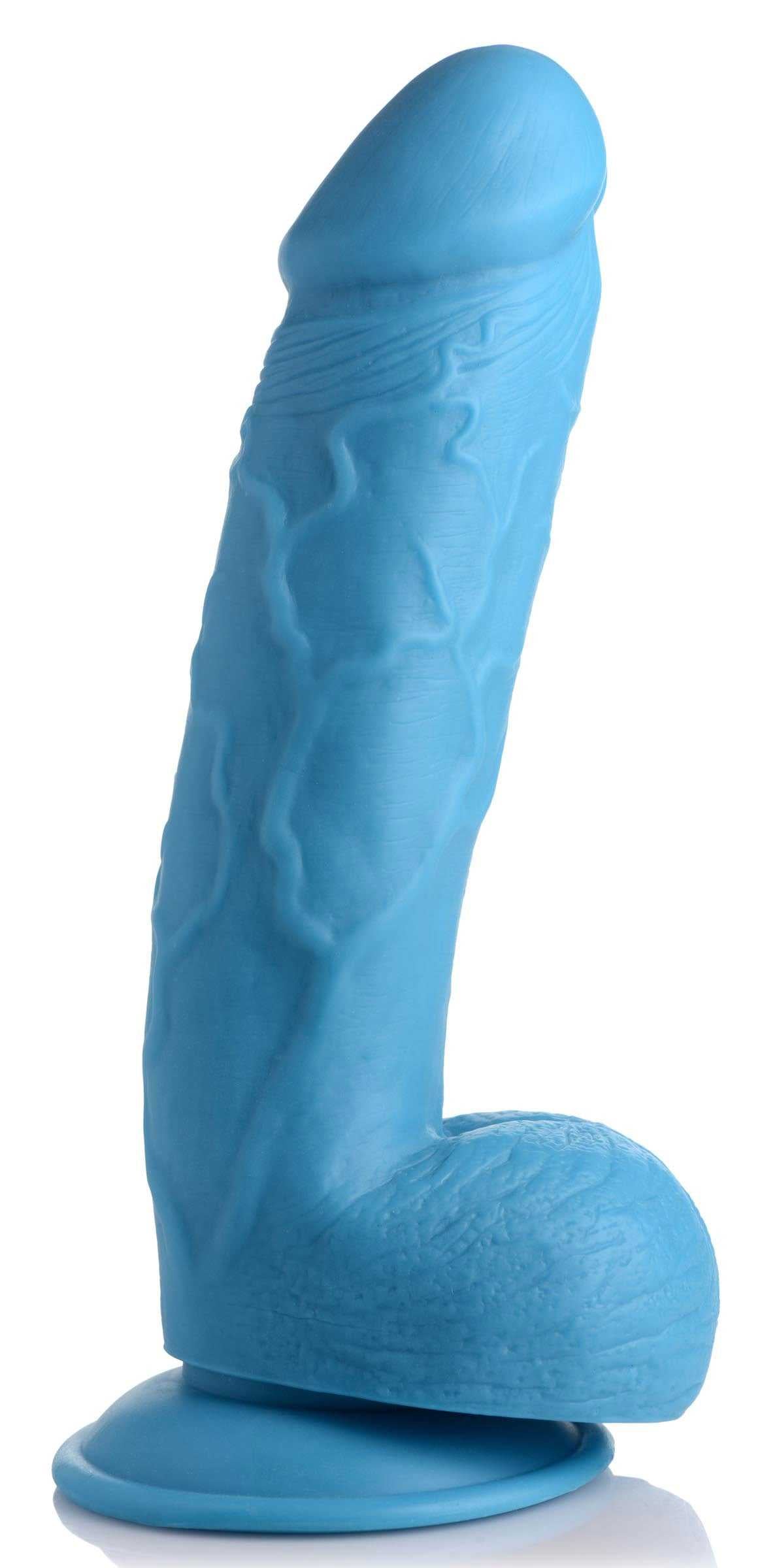 Pop Pecker 8.25 Inch Dildo With Balls - Blue Luxe Ember Essentials