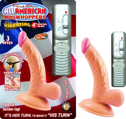 All American Mini Whoppers Vbrating 4-Inch Curved Dong W/balls-Flesh Luxe Ember Essentials