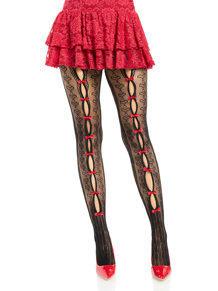 "Sweetheart Striped Tights - Os - Black/red LA-9733BRDOS"