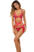 Love Status Lace 2 Pc Bra Set - Medium/large - Red Luxe Ember Essentials