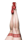Whitney -Red Back Seam Thigh High - Size D - Nude Luxe Ember Essentials