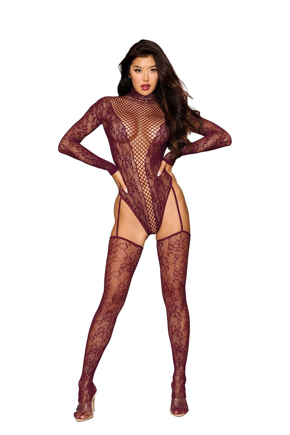 Teddy Bodystocking Dmnd - One Size - Cherry Lacquer Luxe Ember Essentials