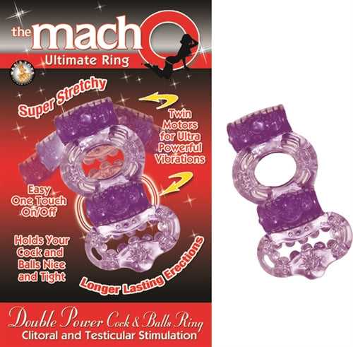 The Macho Collection Double Power Cock and Balls Rising - Purple Luxe Ember Essentials