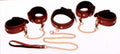 6 Piece Burgundy Bondage Set Burgundy Cuffs, Collar and Leash Luxe Ember Essentials