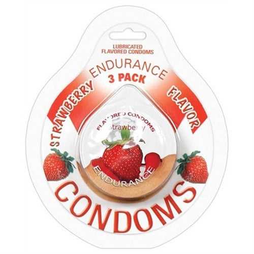 Endurance Condoms - Strawberry - 3 Pack Luxe Ember Essentials