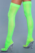 Opaque Nylon Thigh Highs - Neon Green - One Size Luxe Ember Essentials