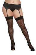 Leopard Fishnet Thigh Hi - Queen Size - Black Luxe Ember Essentials
