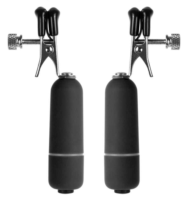 Vibrating Nipple Clamps - Black Luxe Ember Essentials