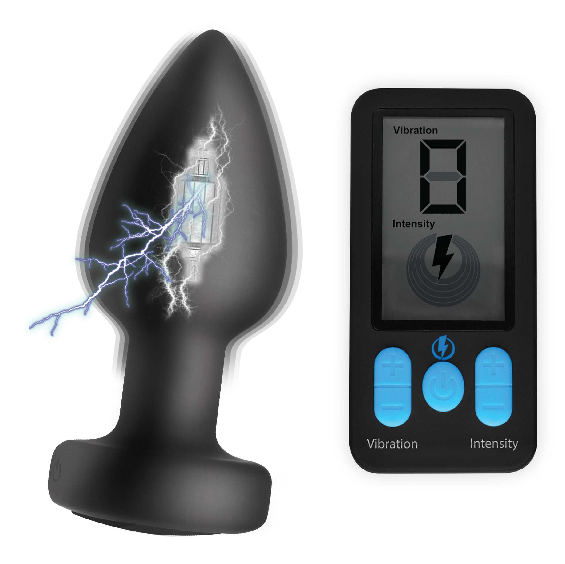 E-Stim and Vibrating Anal Plug - Black Luxe Ember Essentials