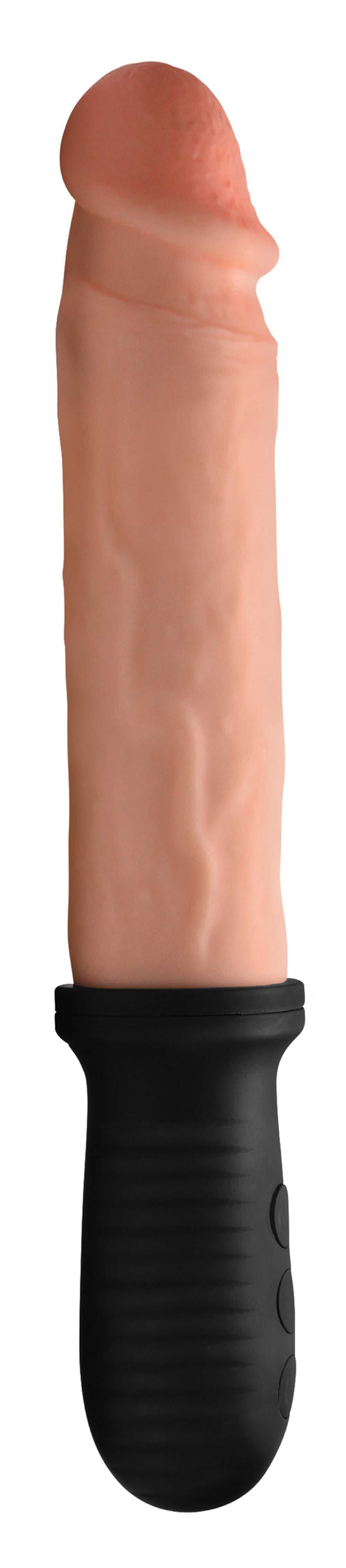 8x Auto Pounder Vibrating and Thrusting Dildo With Handle - Flesh Luxe Ember Essentials