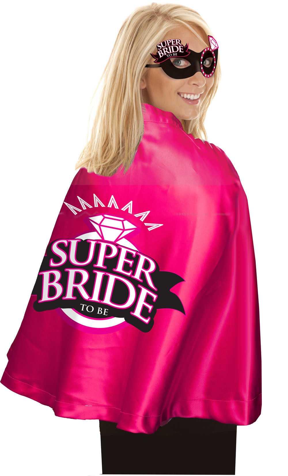 Super Bride Cape and Mask - Hot Pink/black Luxe Ember Essentials