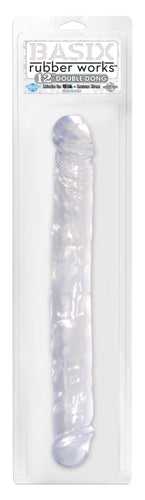 Basix Rubber Works 12 Inch Double Dong - Clear Luxe Ember Essentials