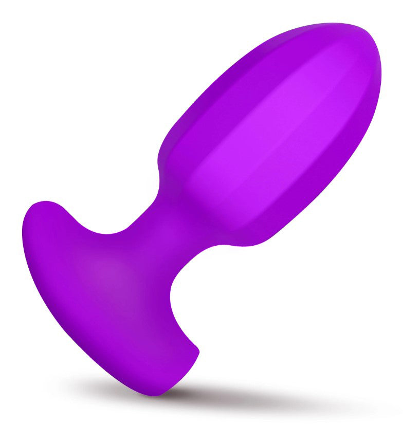 "Ribbed Vibrating Silicone Butt Plug - Purple BNG-AH885"