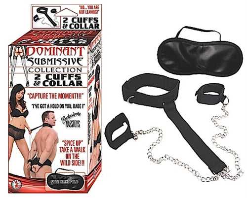 Dominant Submissive Collection 2 Cuffs and Collar - Black Luxe Ember Essentials