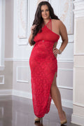 2 Pc. Shoulder-Baring Laced Night Dress - Red Cherry - Queen Size Luxe Ember Essentials