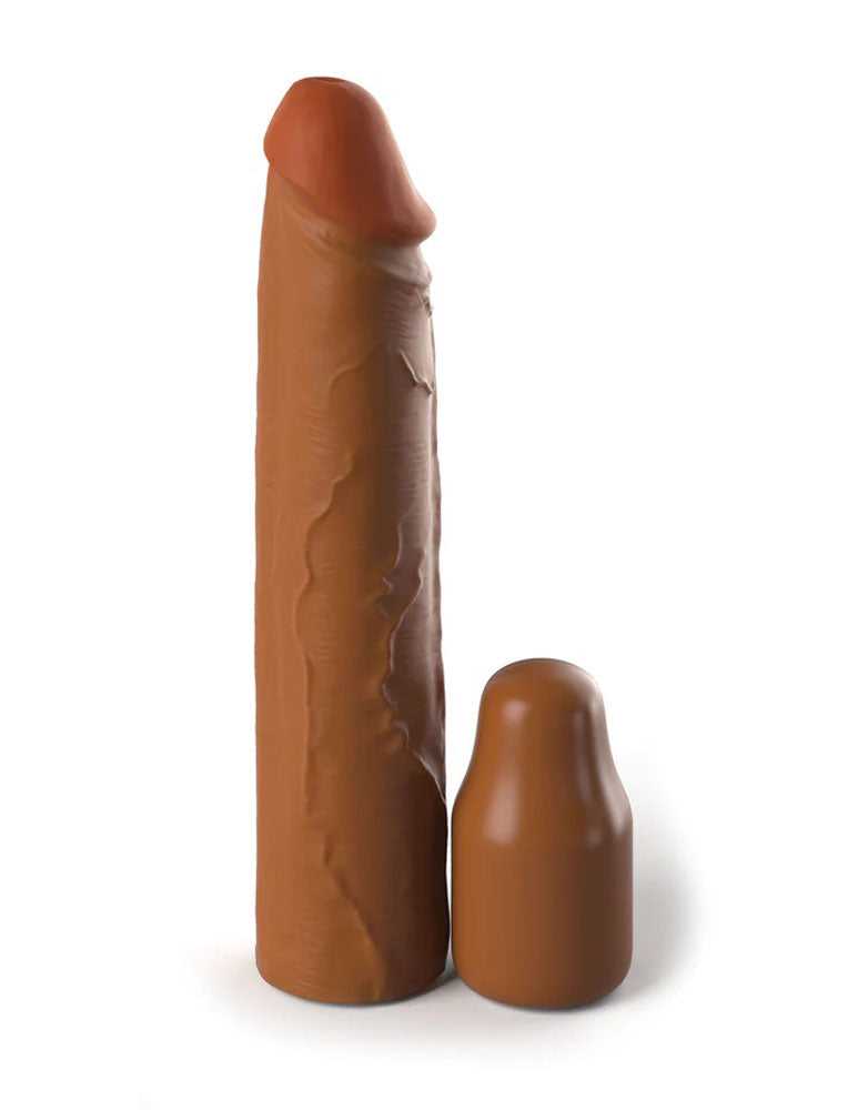 Fantasy X-Tensions Elite 8 Inch Sleeve With 2 Inch Plug - Tan Luxe Ember Essentials