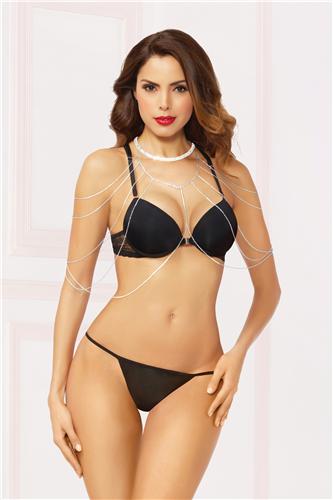 Rhinestone and Silver Draped Body Chain - One Size Luxe Ember Essentials