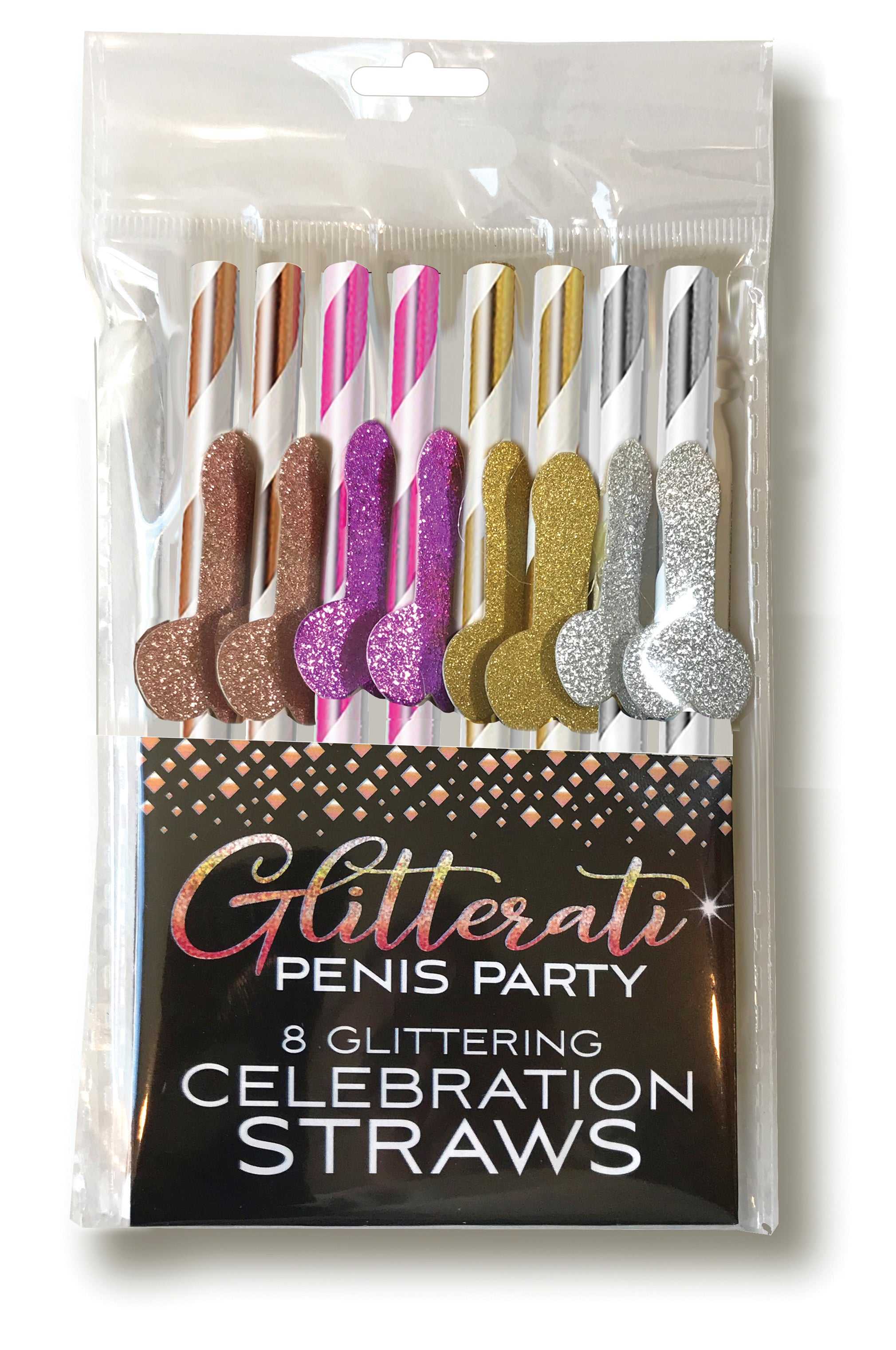 Glitterati Penis Party Celebration Straws - 8 Count Luxe Ember Essentials