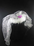 Flashing Bride-to-Be Tiara With a White Fur Veil Luxe Ember Essentials