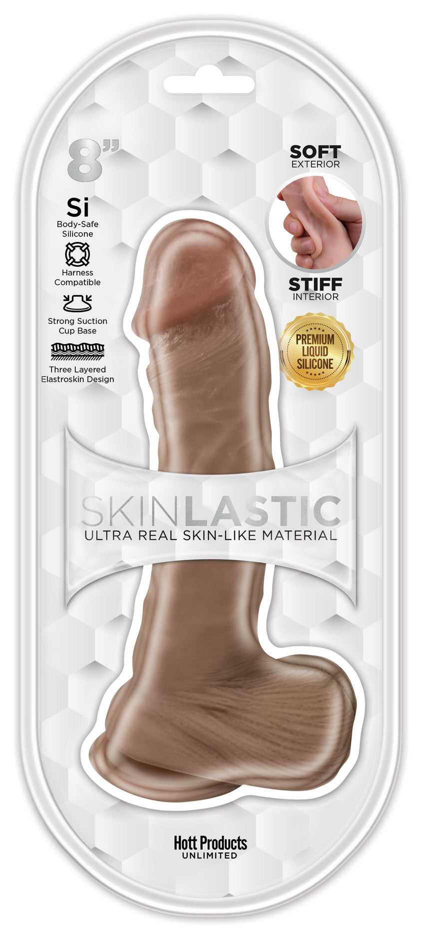 Skinsations - Skinlastic - Sliding Skin Dildo - 8-Inch With Suction Base Luxe Ember Essentials