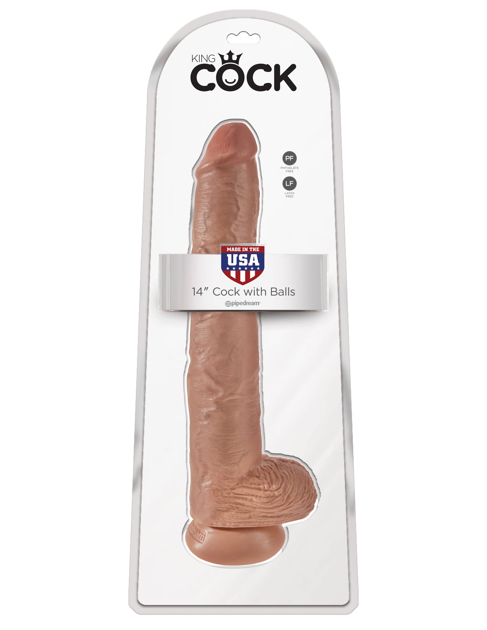 King Cock 14" Cock With Balls - Tan