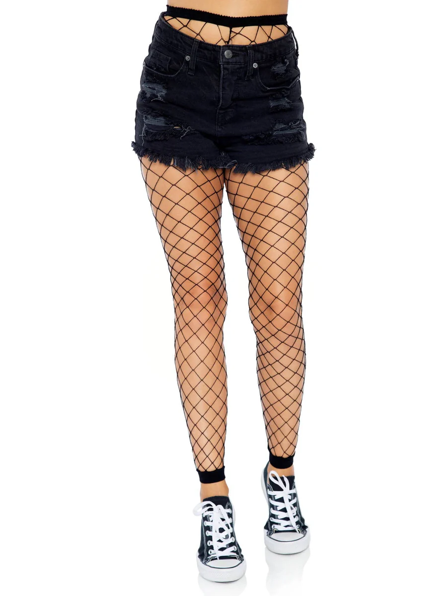 "Fence Net Footless Tights Black Os LA-7881"