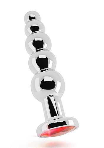 Rich R5 Silver Metal Plug - 4.9 Inch - Red Sapphire Luxe Ember Essentials