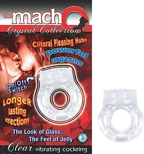 The Macho Crystal Collection Vibrating Cock Ring- Clear Luxe Ember Essentials