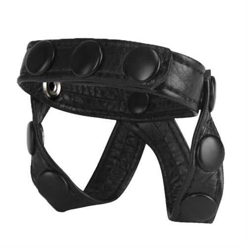 The Macho Collection v-Style Cock Ring and Ball Divider - Black Luxe Ember Essentials