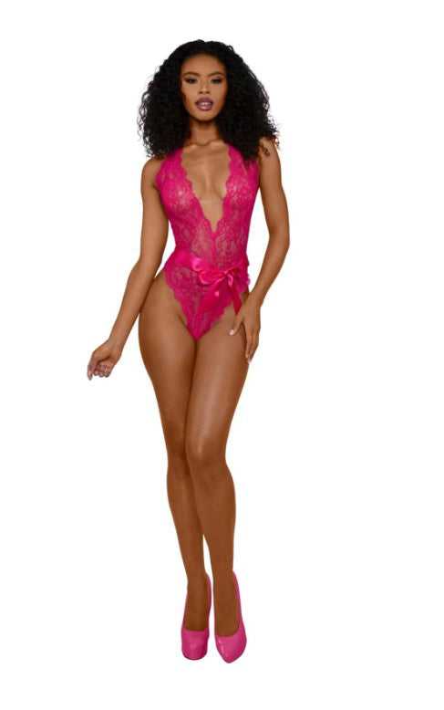 Tiana Lace Teddy With Satin Tie - L/xl - Azalea Luxe Ember Essentials