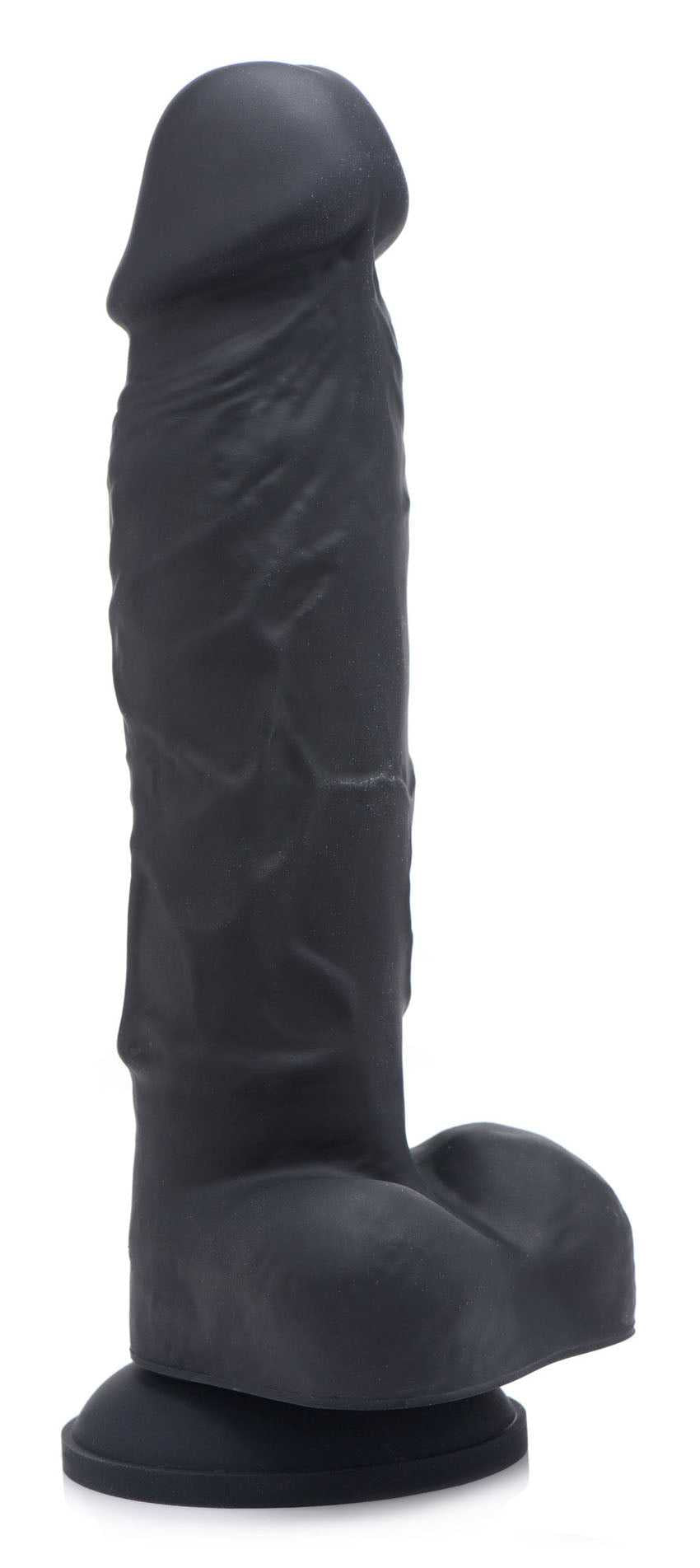 Power Pecker 7 Inch Silicone Dildo With Balls - Black Luxe Ember Essentials