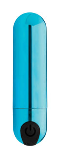 10x Rechargeable Vibrating Metallic Bullet - Blue Luxe Ember Essentials