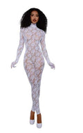 Gloved Bodystocking Dmnd - Os - White Luxe Ember Essentials