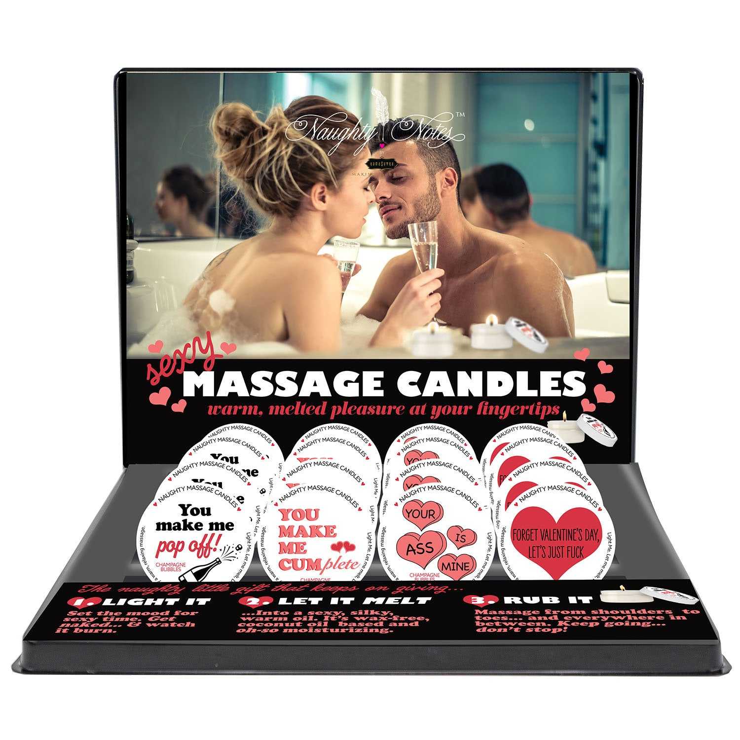 Naughty Notes Candle Prepack Vday Display Luxe Ember Essentials