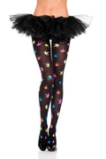 Multicolor Leaf Print Pantyhose - One Size Luxe Ember Essentials