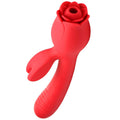 Blooming Bunny Sucking and Thrusting Silicone Rabbit Vibrator - Red Luxe Ember Essentials