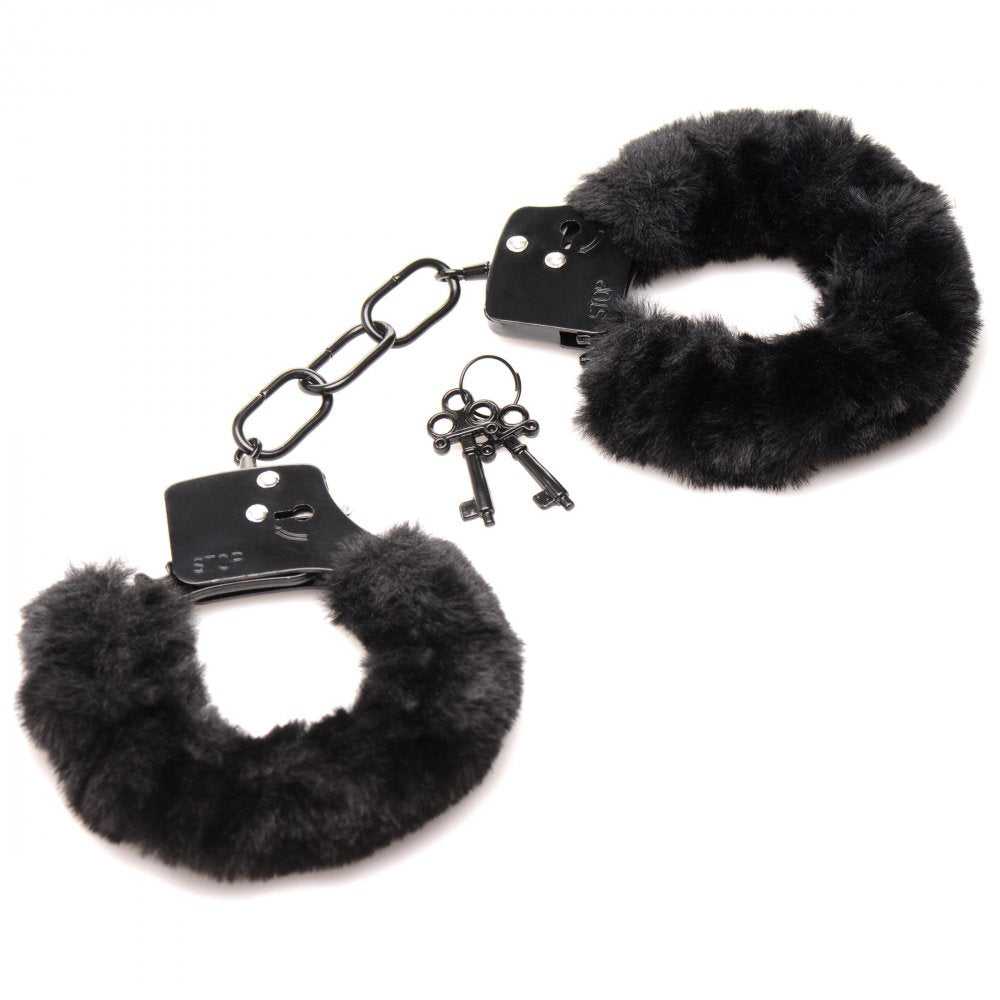 Cuffed in Fur Furry Handcuffs - Black Luxe Ember Essentials