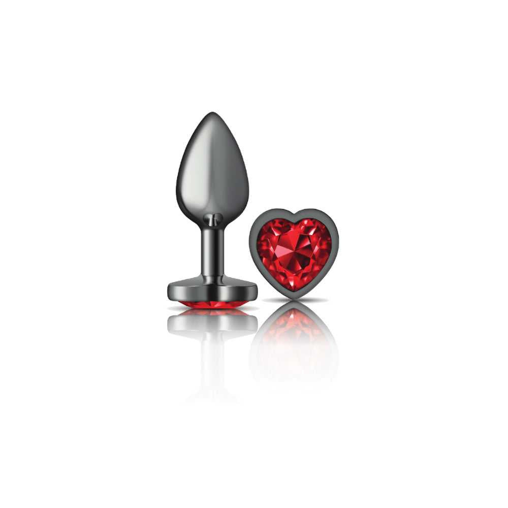 Deep Red Heart Gem Gunmetal Metal Plug - Sm Luxe Ember Essentials